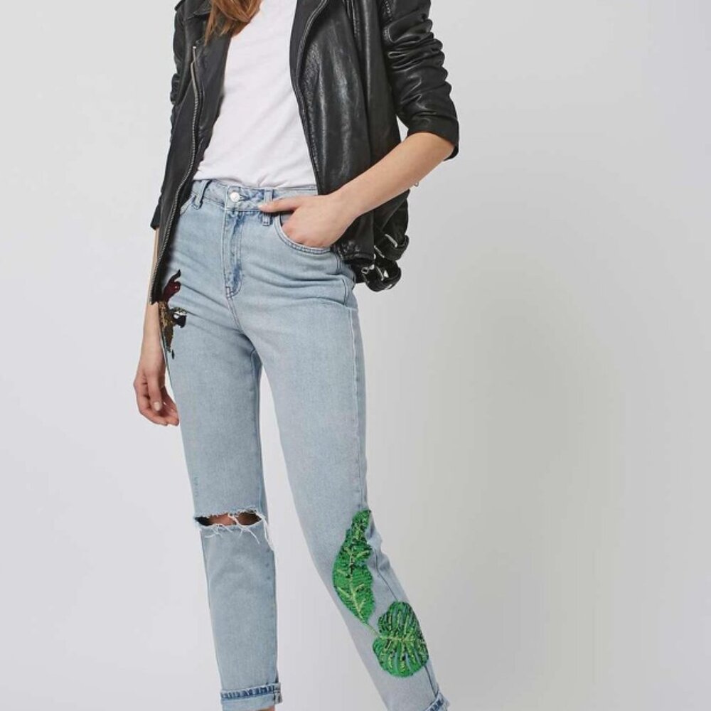 "Topshop Moto"Rio sequin - mom jeans / Size 26